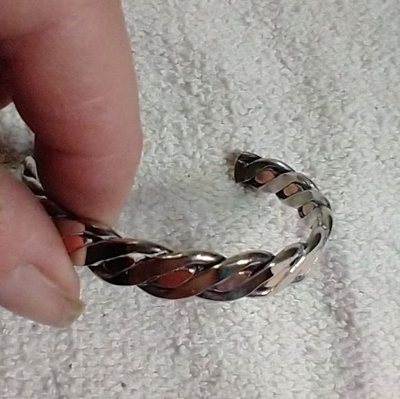 Twisted copper silver cuff bracelet adjustable - Picture 4 of 7